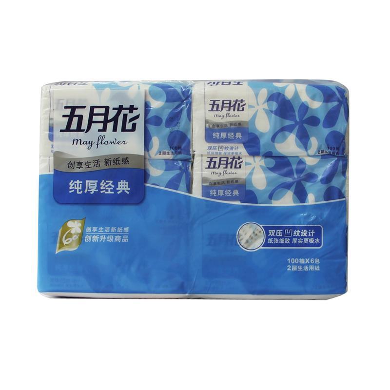 品牌介绍 Brand 五月花 永丰餘造纸股份有限公司前身為永丰商店,致力於农业经济產业,后以造纸為核心事业,发展横跨造纸业上中下游,目前以集团事业群经营机制发展。 永丰餘為台湾民营造纸业先驱,创立於1950 年。產品稳居国内造纸业之领导地位。永丰餘在造纸為本位下推展出多品项、多品类等之纸品,包含文化用纸、工业用纸、纸容器及家庭用纸等。 商品介绍 Product 主要成份:100%原生木浆 规格:2层*100抽/包*6包 保质期:三年 特殊双面压花 触感双倍细致 创新双面压花技术,纸张双倍细致 独特纤维配方
