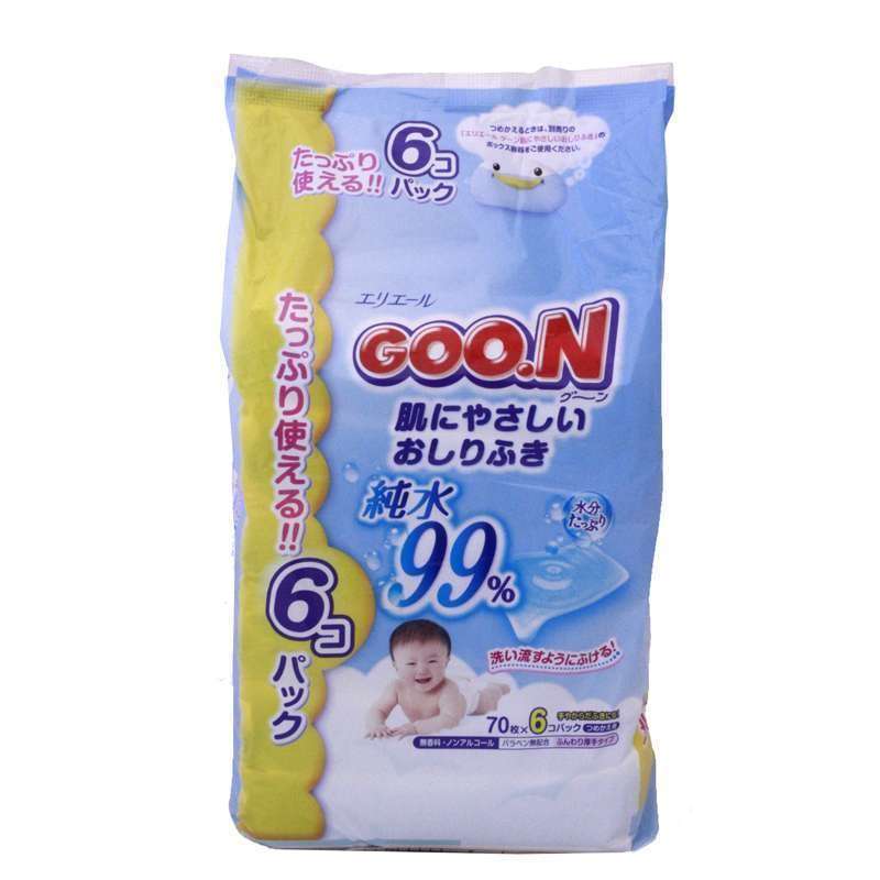 日本原装进口大王婴儿湿巾70片6连包（420片）