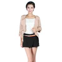 款 韩版修身圆领时尚外套 双排扣显瘦短风衣女