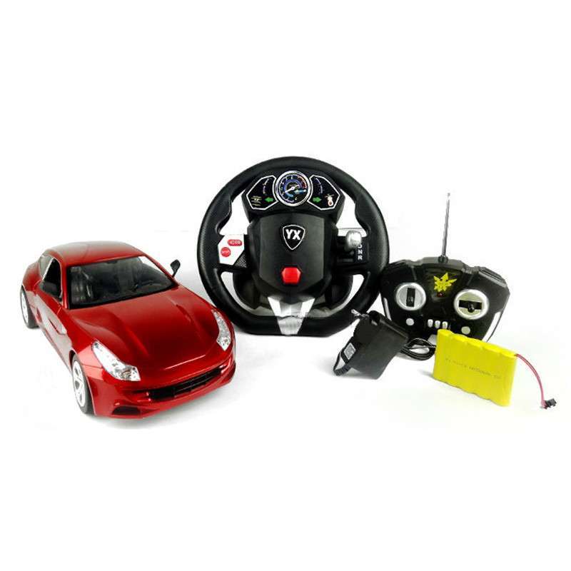 双遥控1:12重力感应超大方向盘法拉利无线遥控车电动汽车儿童悬空操作玩具模型标配红色