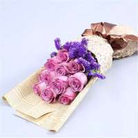鲜花速递 11枝紫玫瑰鲜花礼盒