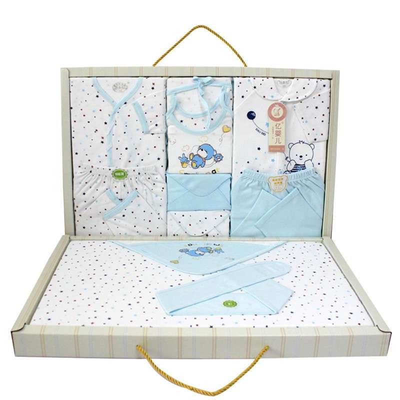 亿婴儿 双层带抱被婴儿礼盒初生婴儿衣服宝宝礼盒套装 Y2181 蓝色 59-66cm（适合0-12个月）