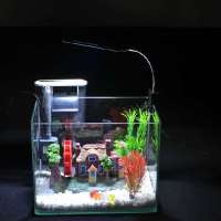 创意玻璃小鱼缸水族箱 桌面迷你鱼缸 生态小型