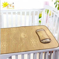 阳光菊睡熊小孩凉席+枕头婴儿摇篮床亚麻草凉