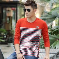 男士长袖圆领T恤条纹韩版修身时尚休闲帅气青