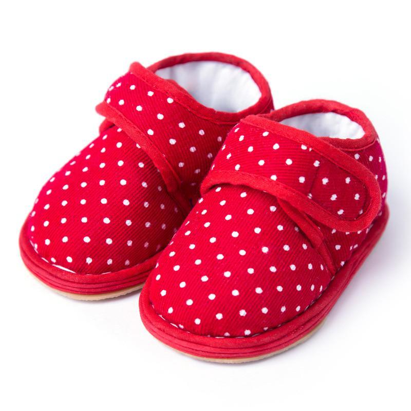 0-3岁宝宝冬季棉鞋婴幼儿童手工布鞋 学步鞋 L14105M 红色 14码/13.5cm