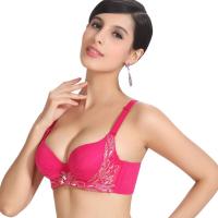 可可卡漫收侧乳加厚刺绣内衣 聚拢深V<em>文胸</em>上托