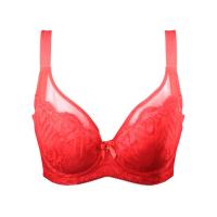 韩姿娜 红色性感蕾丝网纱边ABCD本命年罩杯