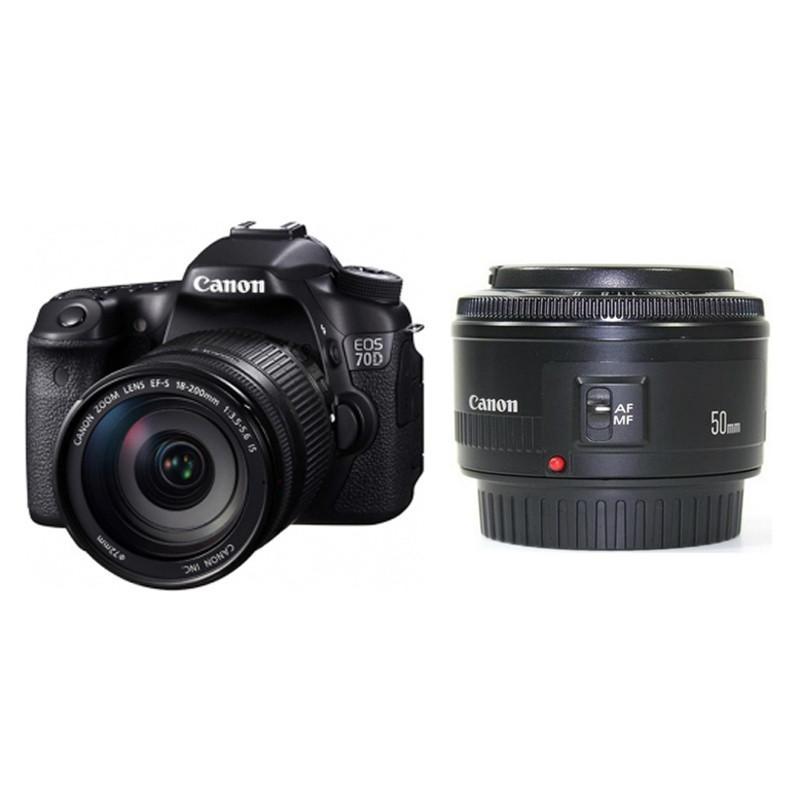 佳能（Canon） EOS 70D 单反双头套机（EF-S 18-200mm f/3.5-5.6 IS+EF 50mm f/1.8 STM 镜头）+包+卡+清洁套装+读卡器+UV滤镜