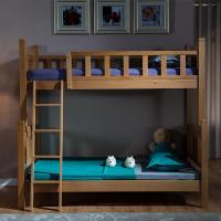 摩力克 榉木子母床 天然环保实木儿童床 榉木双