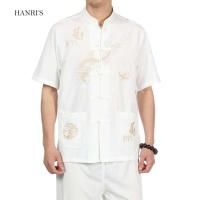 瑞(HANRI'S)中国风烫金短袖唐装中老年男装盘