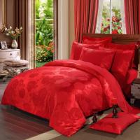 穆家纺 全棉贡缎提花四件套 花影菲菲-大红 2.0