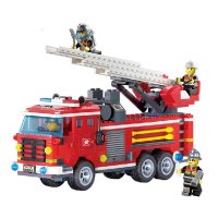 启蒙积木小颗粒拼装模型6-14岁男孩玩具消防系