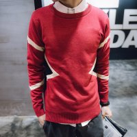 乐琪服饰<em>2015秋冬男毛衣</em>圆领时尚拼色小清新