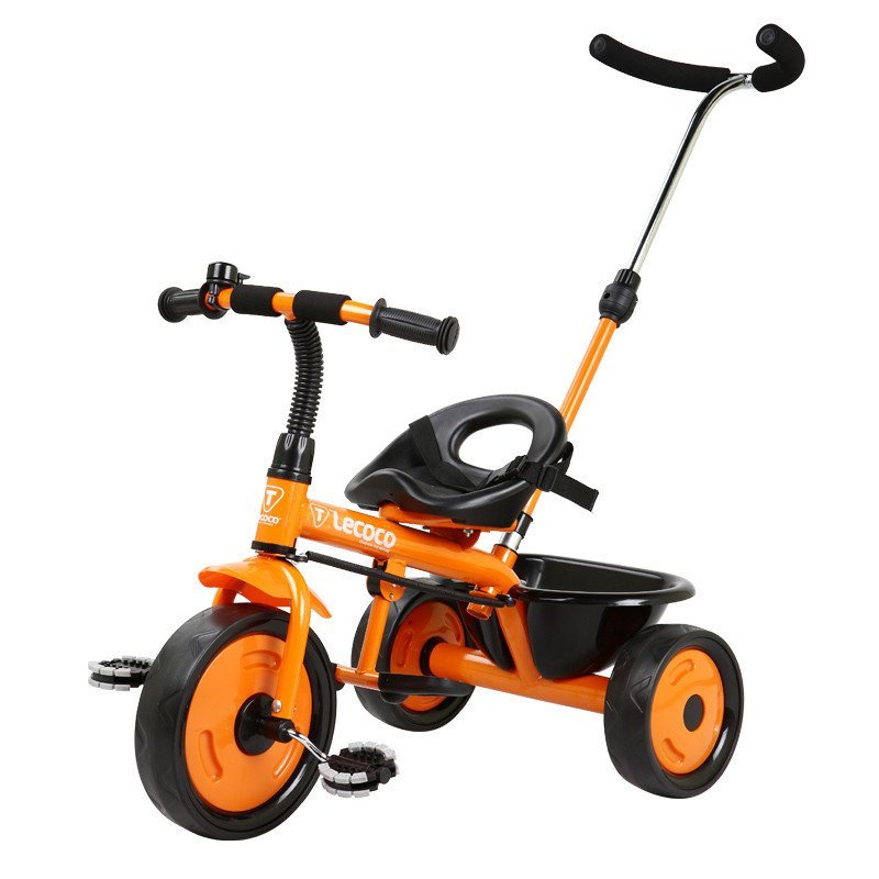 【苏宁自营】乐卡(Lecoco)儿童三轮脚踏推车T305山地轮婴儿儿童三轮车手推车 极光橙