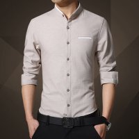 韦斯普 秋季新款男士商务休闲长袖衬衫 韩版修