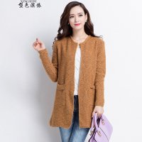 型色滨依 ぶ秋装<em>中长款</em>宽松毛衣毛<em>针织</em>衫<em>开衫</em>