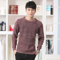 套头男士加厚毛衣日系复古纯色针织衫棒织粗针