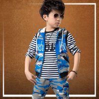 2015新款童装男童春装秋装套装儿童迷彩服三