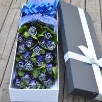 花袭人 鲜花速递 19朵蓝色妖姬鲜花礼盒七夕节