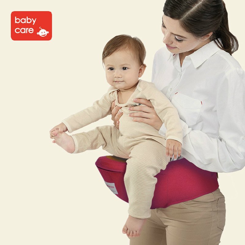 babycare腰凳婴儿多功能抱婴腰带 宝宝背带抱带腰凳 新升级腰凳 粉色-硅胶凳面 均码