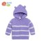 贝贝怡春秋婴儿外套男女宝宝外套长袖前开带帽上衣151S053 66cm 浅紫+白条