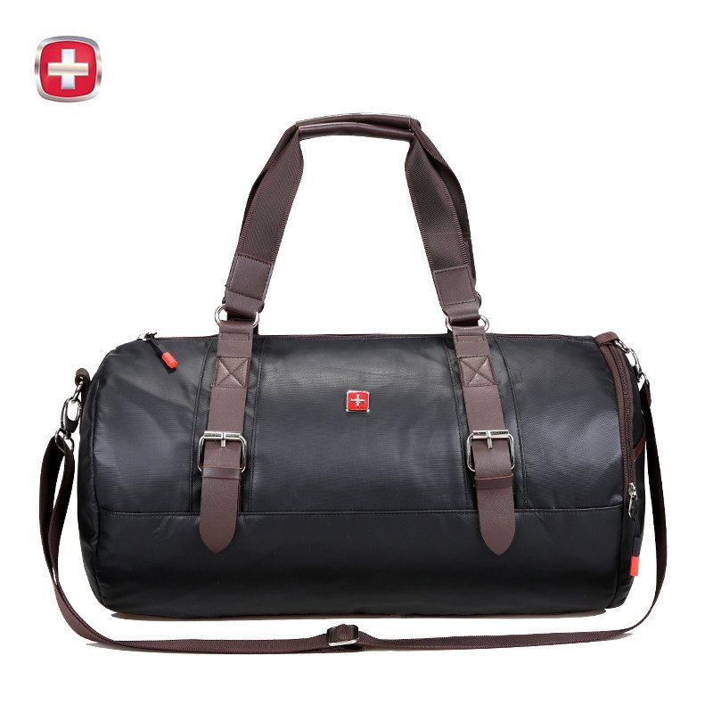 瑞士军刀旅行包袋 旅行包男女士手提旅行袋出差包商务行李包短途旅游健身包SA9812 黑色