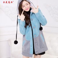 全美高丝2015年<em>少女</em>冬装新款毛呢<em>外套中学生</em>