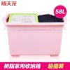 禧天龙citylong58L塑料大号树脂整理箱滑轮收纳箱储物箱 粉红色