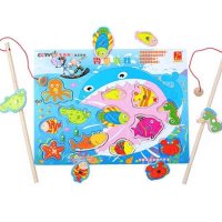 磁性小猫钓鱼玩具木制 1-3岁宝宝儿童益智游戏