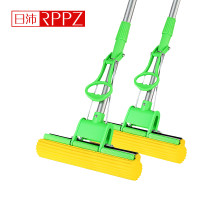 日沛正品 挤压单滚轮式吸水胶棉拖把 可替换拖