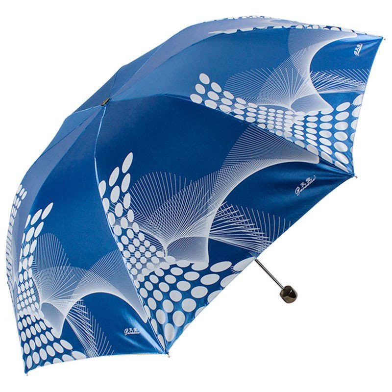天堂伞 UPF50+缎面黑胶丝印抽象图案三折晴雨伞太阳伞 30051ELCJ 宝蓝