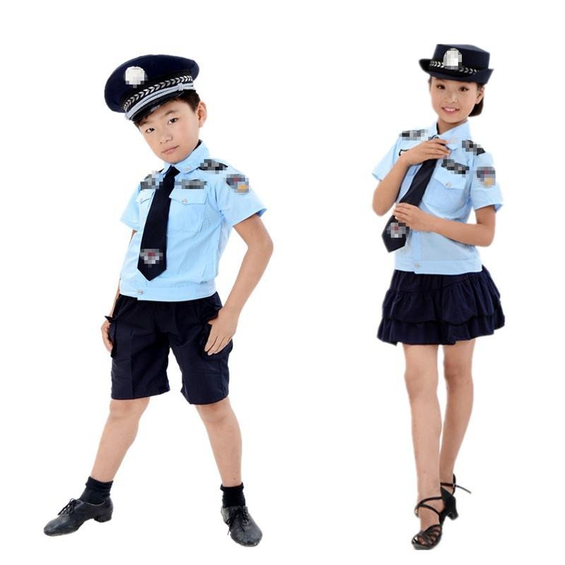 珂莱堡蒂 新款儿童警察服军装幼儿园男女孩表演服小交警服装小警察