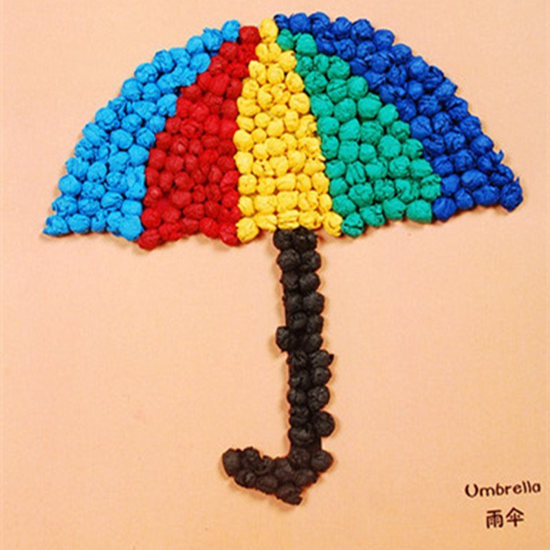众慧宝 手揉纸搓纸画儿童手工制作材料包diy创意粘贴画智力玩具 雨伞