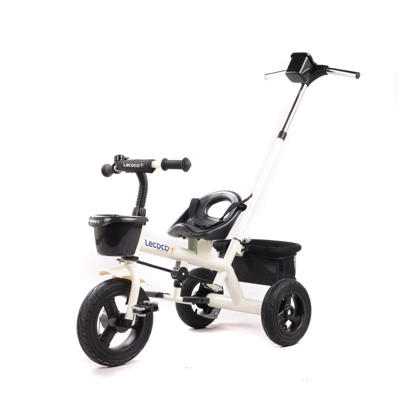 乐卡Lecoco多功能儿童三轮车1-3-5岁宝宝手推车幼儿自行车尼诺二代 优质钢材、环保塑料 白色