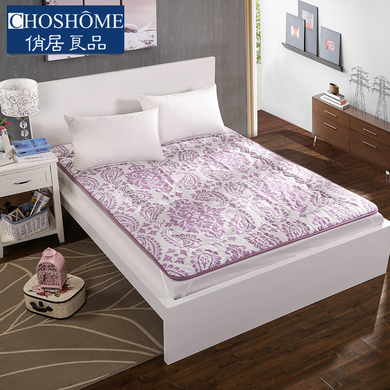 纯棉垫被 学生宿舍床垫可折叠褥子1.5/1.8m床护垫床榻榻米薄床褥 1.2*2.0m 火腿纹紫色