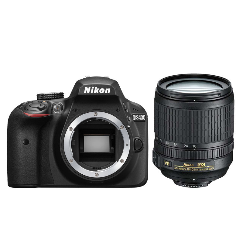 尼康/Nikon 数码单反相机 D3400（AF-P DX 18-105mm f/3.5-5.6G VR） 防抖镜头
