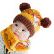 贝迪牛+秋冬宝宝套头帽保暖帽婴儿毛线帽围巾套装 0-12个月左右 粉色Look双球帽+围脖