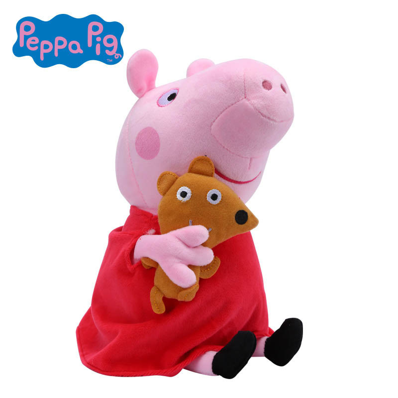 30CM小猪佩奇Peppa Pig粉红猪小妹佩佩猪正版毛绒娃娃公仔玩具1478059040501 30厘米 佩奇抱熊