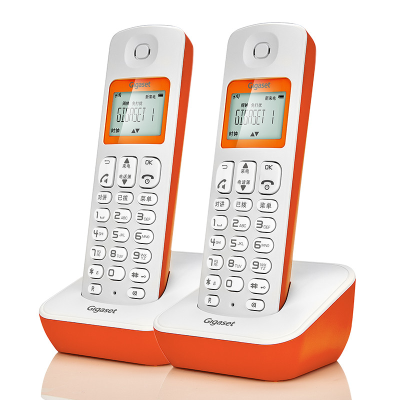 德国集怡嘉(Gigaset)A190 鲜果橙 数字无绳电话 高清晰免提家用电话机 1拖1 子母机 一键免打扰