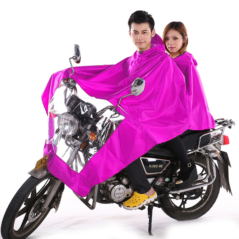 宜莱芙 户外电动车摩托车男女双人雨衣雨披自行车雨衣套装带挡雨罩组合 洋红色