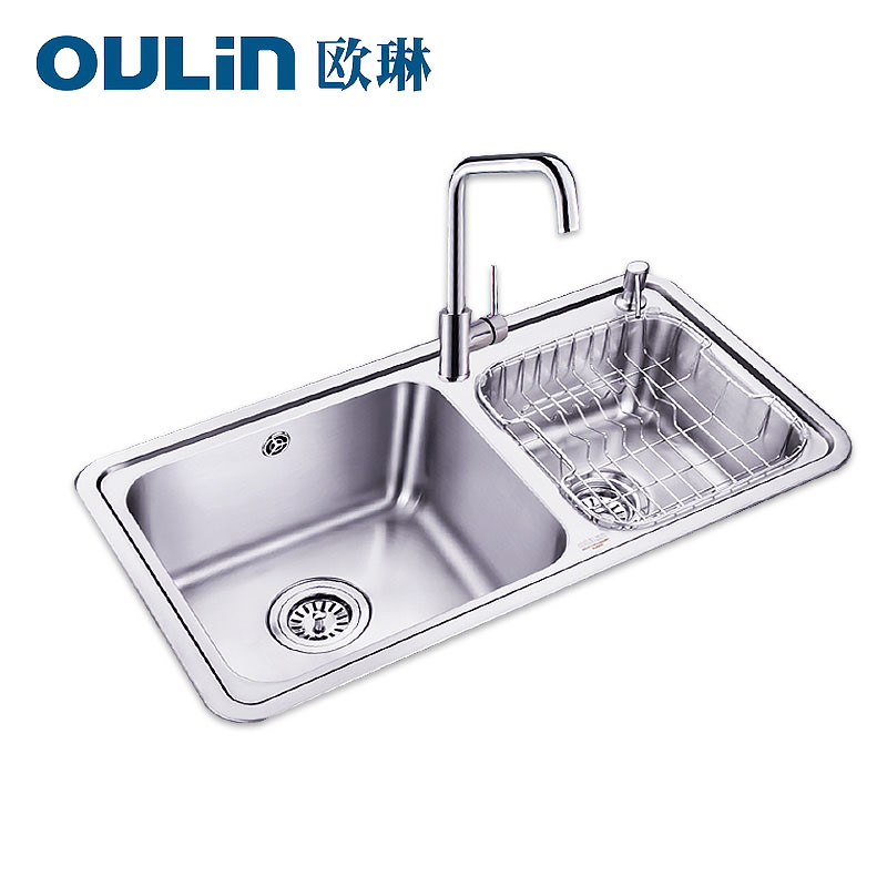 【苏宁自营】欧琳Oulin 水槽套OLWG2206双水槽套餐 银色