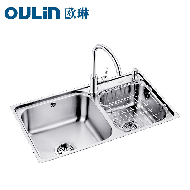 欧琳（OULIN）OLWG7212A SUS304不锈钢特大双槽套餐 厨房洗菜盆