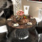 马氏皇庭 现代简约大理石餐桌椅组合 不锈钢圆桌组合大理石圆餐桌 1.3米餐桌+6椅[B005椅]不含转盘
