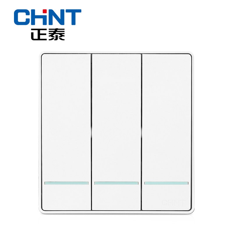正泰(CHNT)电工 86型墙壁开关插座大面板 NEW2D象牙白PVC材质开关插座面板 三开双控 2D象牙白