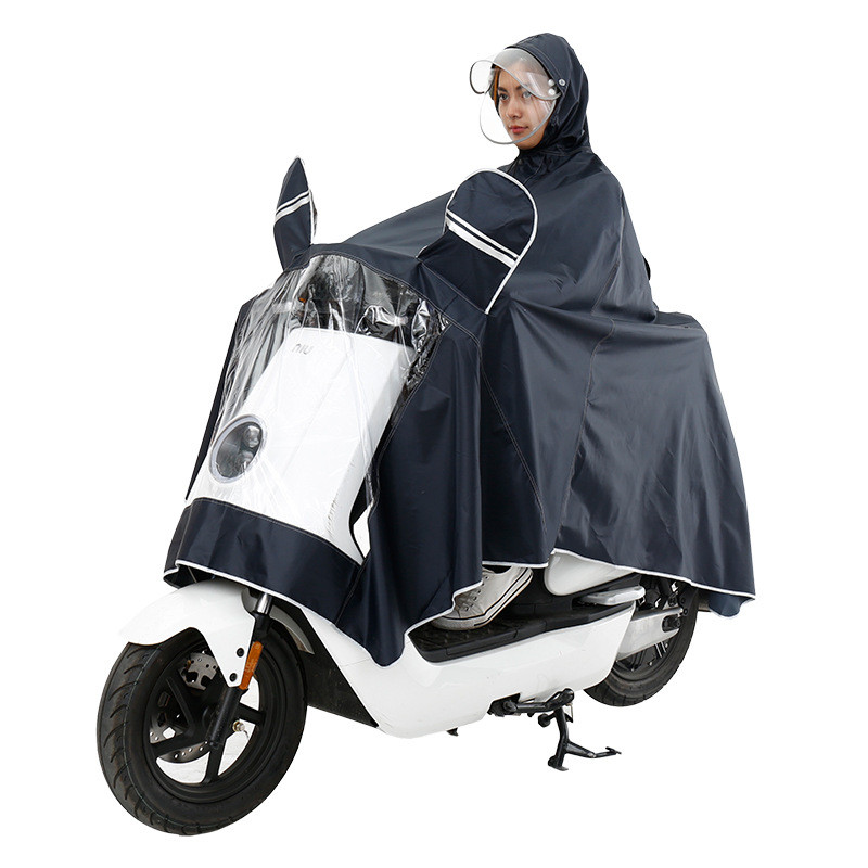 桂利 双层大帽檐 男女电动车雨衣 加厚耐用摩托车雨披 黑色4XL