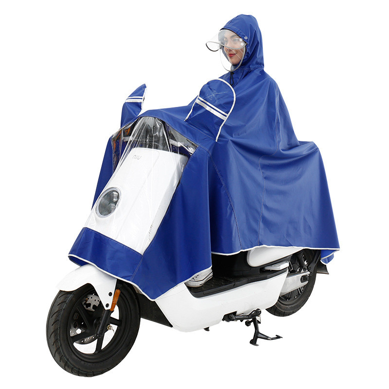桂利 双层大帽檐 男女电动车雨衣 加厚耐用摩托车雨披 4xl蓝色