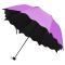 遇水开花雨伞 黑胶太阳伞男女通用折叠伞三折晴雨伞遮阳伞 荷叶边粉色 荷叶边枚红色