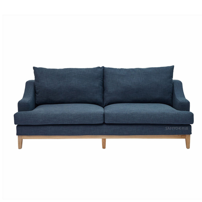 SAMYOK 北欧客厅单人双人三人位布艺沙发组合现代简约可拆洗小户型沙发椅 三人亚麻蓝