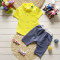 夏季新款童装男中小儿童纯棉衬衫套装 2018婴童套装纯棉衬衫两件套YYM402-月 气球套装-粉色 S(适合身高66-73cm)